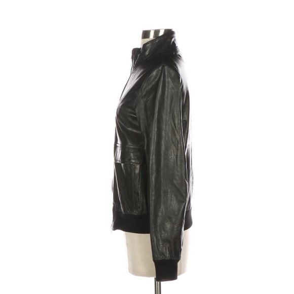 THEORY Italian Leather Bomber Jacket - Picture 8 of 16